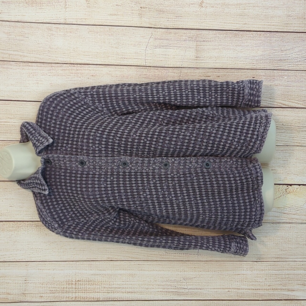 Mod O Doc  Waffle Weave Button Up Jacket/ Shaket/ Top Gray Small